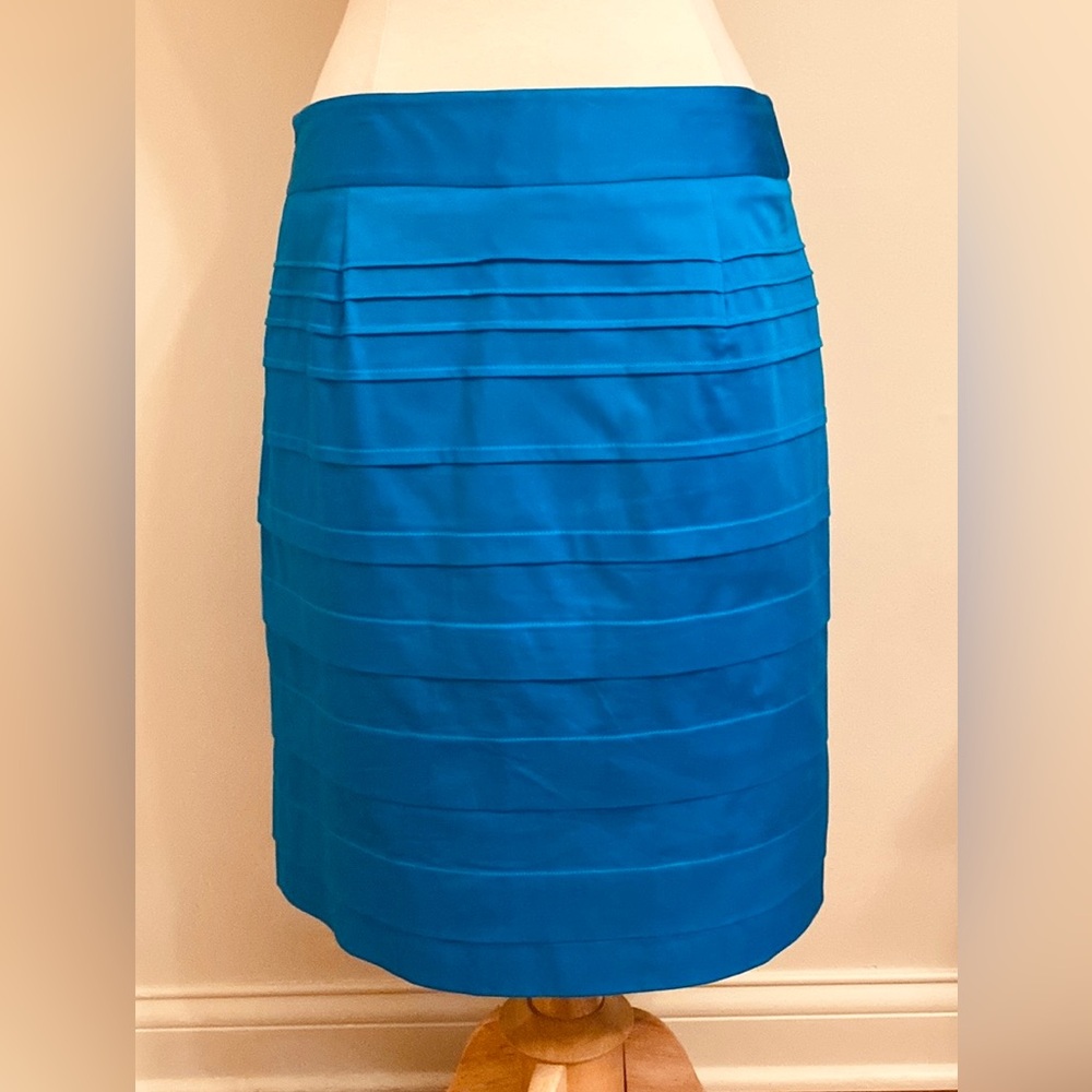 Rafaella Turquoise Blue Tiered Business Casual Stretch Lined Skirt Size 12 - Picture 7 of 10